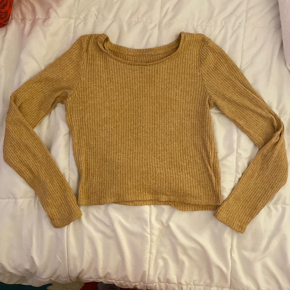 Mustard long sleeve crop top